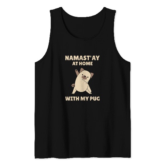 Pug Namaste Yoga Pose homess Dog Puppy Funny Gift Black Tank Tops