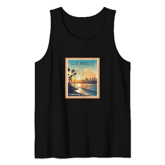 Los Angeles Forever Postage Stamp Tank Tops