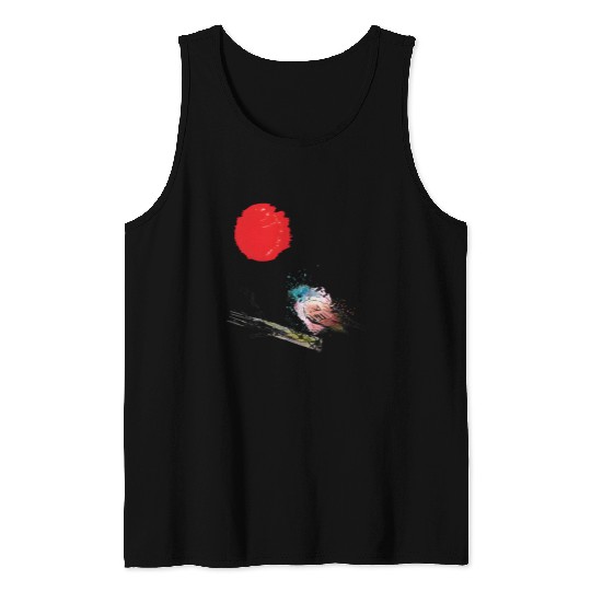 Murakami Birds Red Moon Japenese Tank Tops