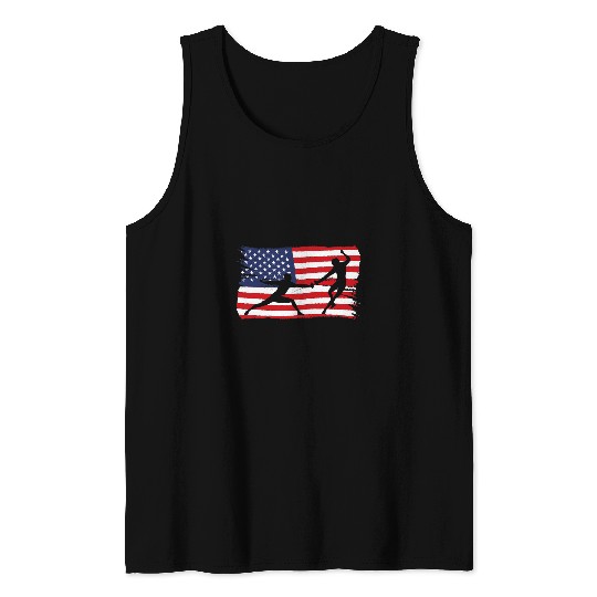 Fencing American USA flag Fencer Fence swordssplay 4th of July Tank Tops