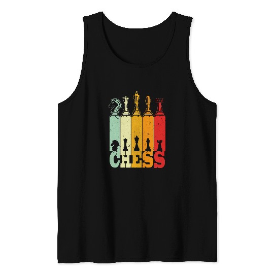 vintagess Chess Retro Cheff Player Lover King Queen Knight Tank Tops