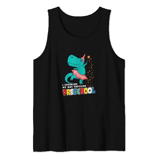 Cute Magical Ballerina Dino Unicornss Preschool Graduation Tank Tops