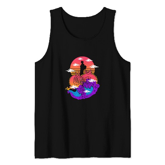 Japanese Dragon Geisha Over The Great Wave Off Kanagawa Tank Tops