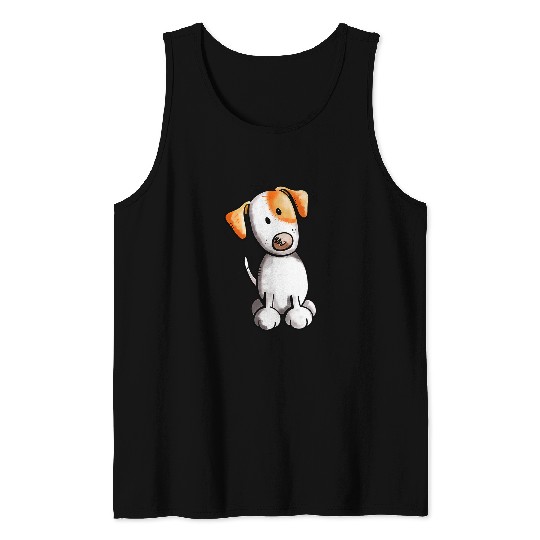 Cute Jack Russell Terrier Drawing Tank Tops