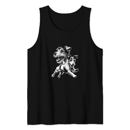 Cute Jack Russell Terrier Dog in Chic Drawing Style Tank Tops