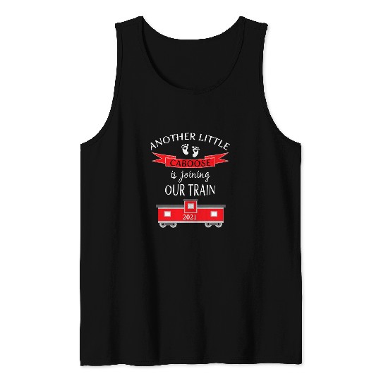 Cute Pregnancy Announcement Another Baby Reveal Train Tank Tops