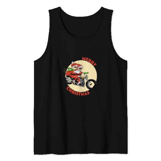 Mr and Mrs Claus on Motorcycle Christmas for Biker Couples Tank Tops