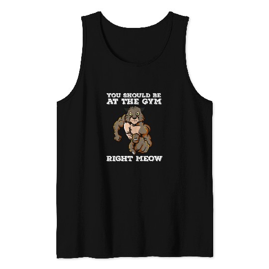 Motivational Workout Exercise Cat Pun WeightLifting Quote Tank Tops