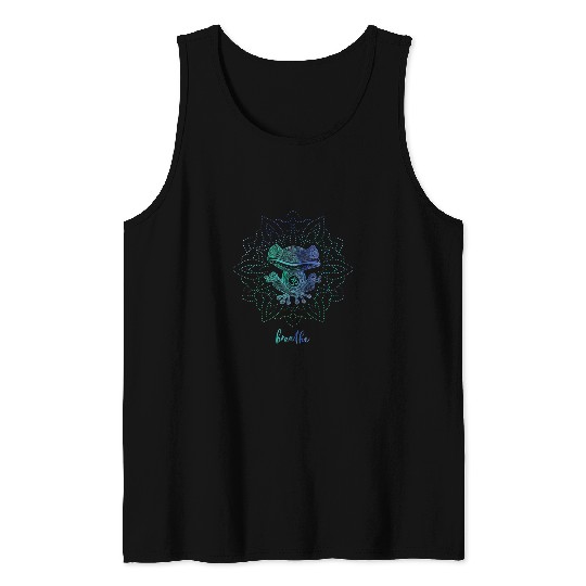 Om Zen Yoga Animal Spiritual Pose Relax Meditating Frog Tank Tops