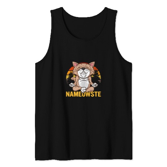 Funny Cat Lover Namaste Zen Yoga Meditation Buddhism Tee Tank Tops