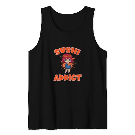 Sushi Addict Sashimi Fish Senpai Cosplay Chopstick TV Anime Tank Tops