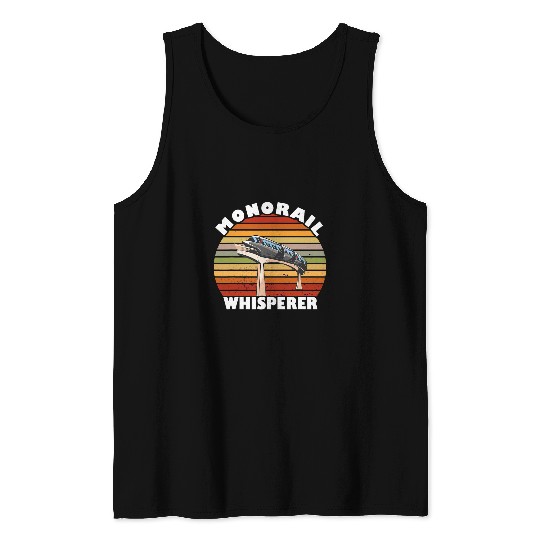 Monorail Whisperer Sunset vintagess Retro Monorail Train Lover Tank Tops