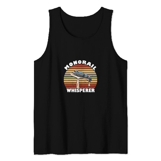 Monorail Whisperer Sunset vintagess Retro Monorail Train Lover Tank Tops