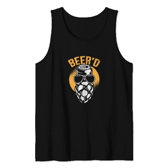 Beer d Bearded Beer Drinker Alcohol Lover Canned Beer Tank Tops