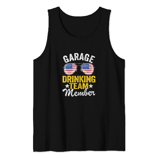 4th Of July Beer American Flag Garage Drinking Team Member 2 Tank Tops