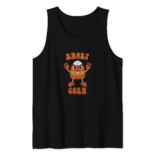 Angry Cranky Candy Corn Halloween Grumpy Moody Corn Monster Tank Tops