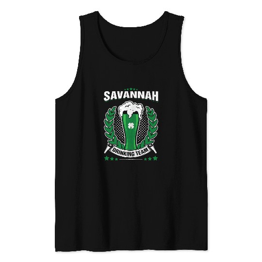 Savannah Drinking Team St Patricks Day Green Beer Pun Gift Tank Tops