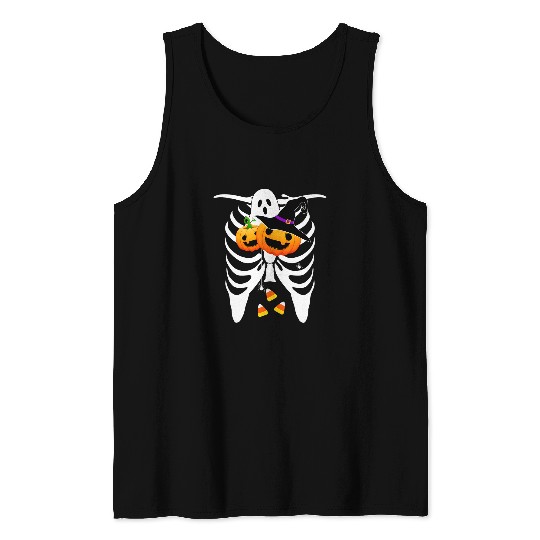 Halloween Skeletons Pumpkin Candy Corn 1 Tank Tops