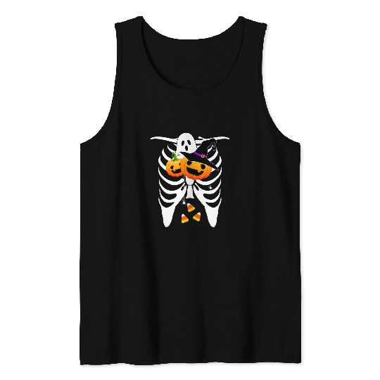 Halloween Skeletons Pumpkin Candy Corn 1 Tank Tops