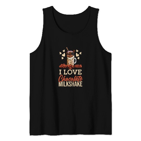 I Love Chocolate Milkshake Dessert Sweet Tooth Ice Cream Tee Tank Tops