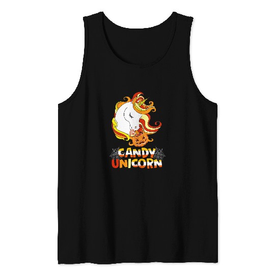 Halloween Unicorns Candy Corn Pumpkin Trick or Treat Costume Tank Tops