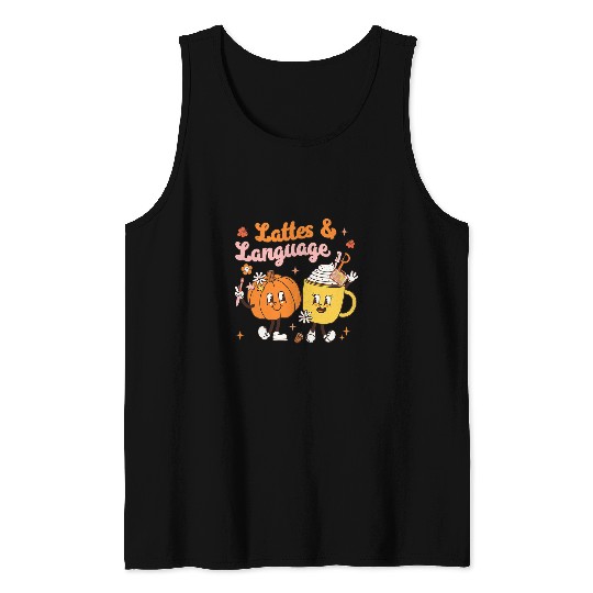 Cute Lattes Language Coffee Pumpkin Speech Therapy Autumn Tank Tops