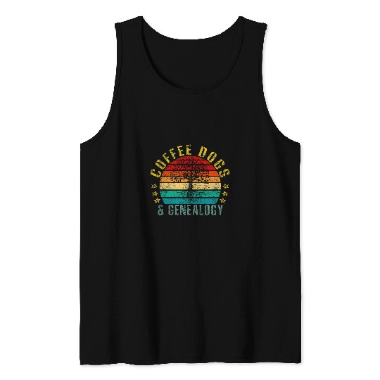 Coffee Dogs Genealogy Funny Retro Tank Tops