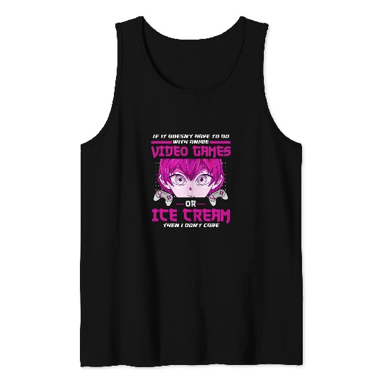 Anime Videogames or Ice Cream Gamer Popsicle Gaming Gelato Tank Tops