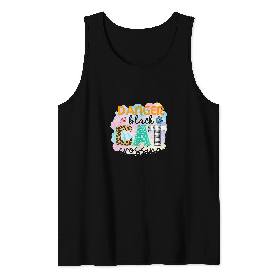 Funny Danger black cats Crossing Graphic Patchwork 1 Tank Tops