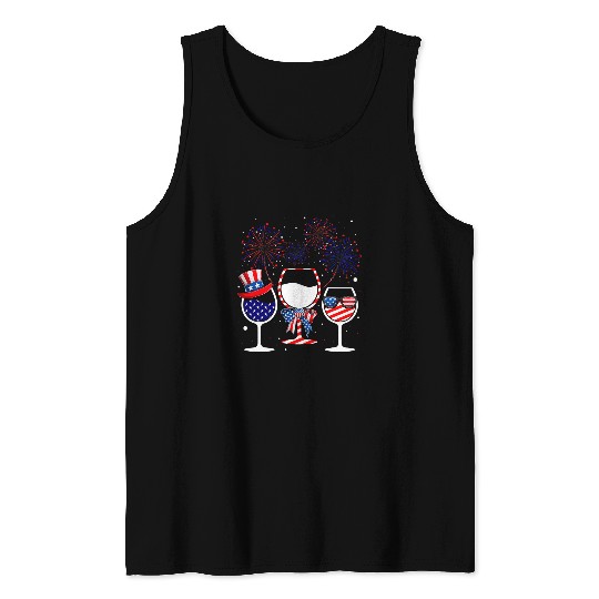 4th Of July Red Wines Blue Wines Red White Blue Wines Glasses Tank Tops