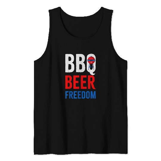 BBQ Beer Freedom Celebrating the 4th of July Apparel Tank Tops
