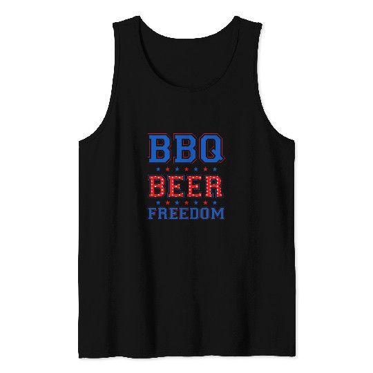 BBQ Beer Freedom America USA Party 4th of July Gift Tank Tops