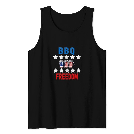 BBQ Beer Freedom USA 4th of July Tank Tops