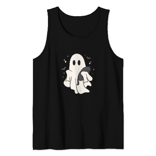 Funny Boojee Holding Cute black cats Spooky Halloween Tank Tops