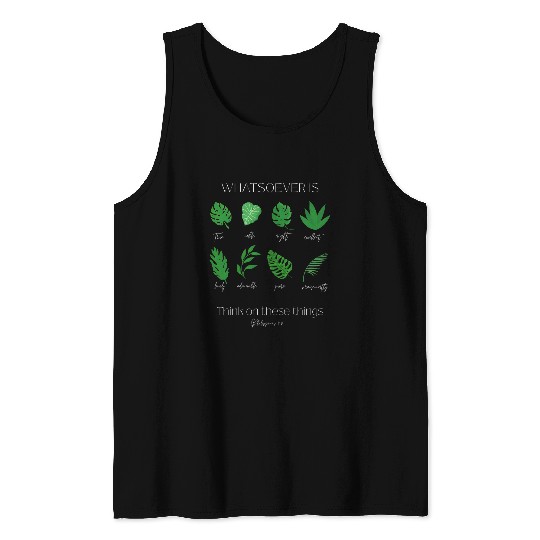 Philippians 4:8 Bible Verse and Plants Tank Tops