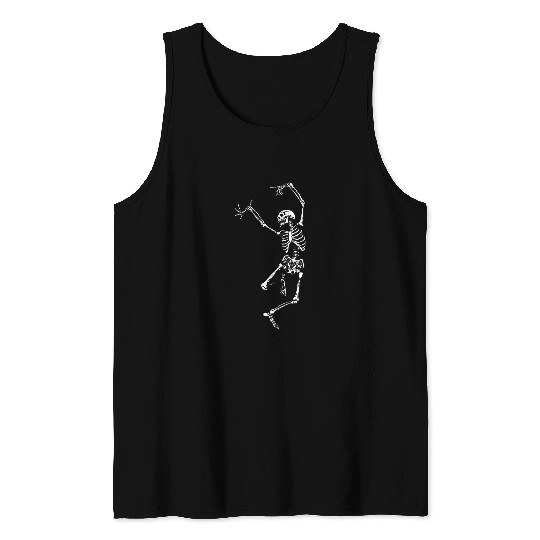 skleton dance white Tank Tops