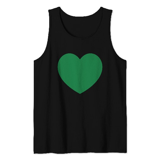 Dark Green Heart Tank Tops