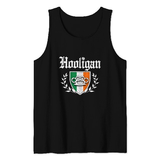 Irish Hooligan Crest vintage distressed look Tank Tops
