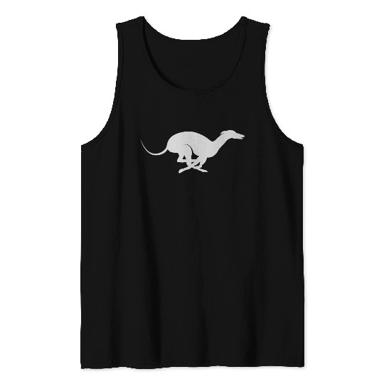 Light Grey Running Greyhound X Racer Track Dog Tank Tops