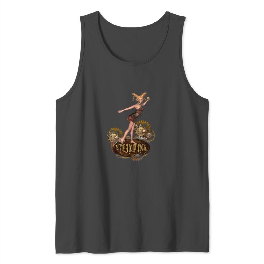 Wonderful steampunk girl with clocks and gears Tank Top