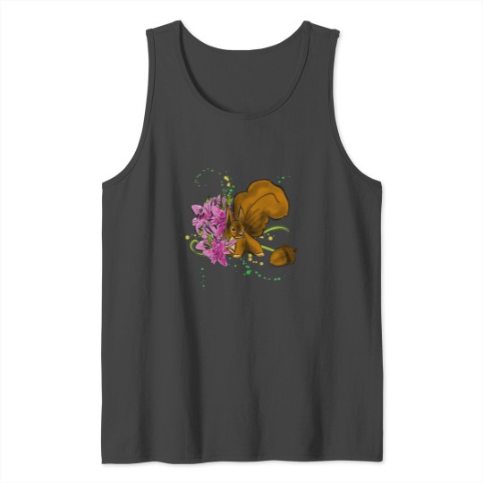 Squirrel with nut and flowers Tank Top