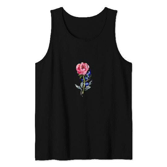Flower, Flowers, Handmade, Watercolor, Red Rose Tank Top