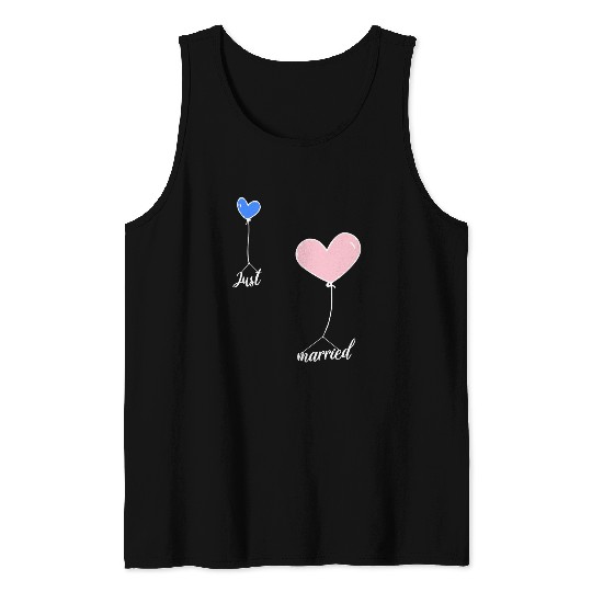 Just married pink and blue heart Tank Top