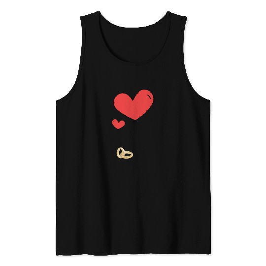 Just married red heart with ring Tank Top