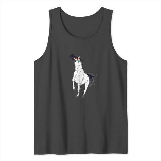 White Horse with flower crown Tank Top
