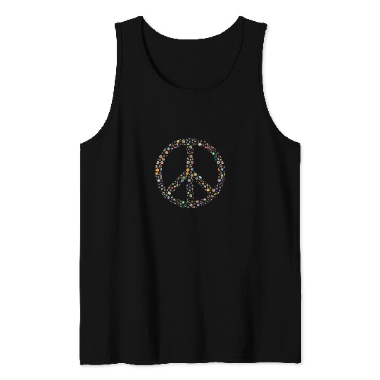 Flower Peace Sign 1960's 70's Retro Tank Top