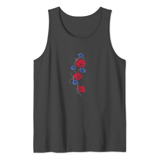 Poppies with Cornflowers and Butterflies. Summer Tank Top