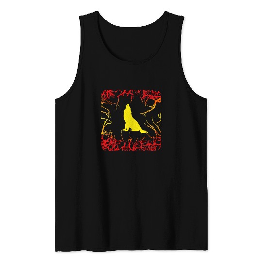 Lonely wolf in forest, Vintage Tank Top