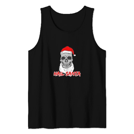 Hail Santa Satan Pun Christmas Holidays Skull Tank Top