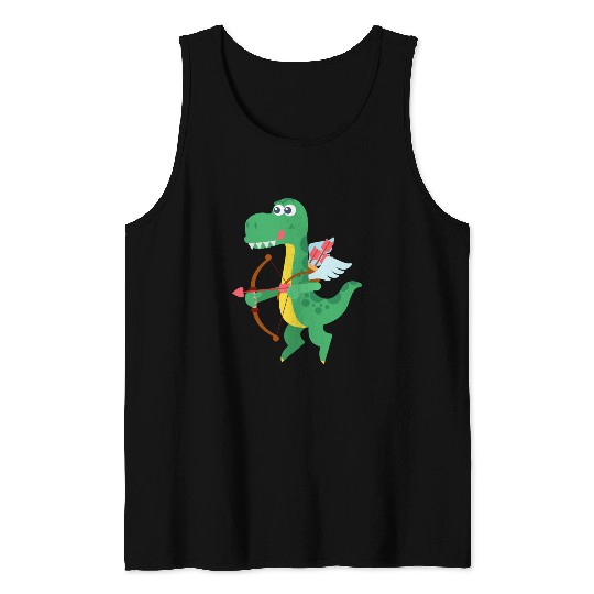 Lovely Dinosaur cupid in Valentine's day Tank Tops